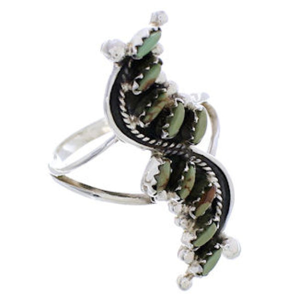 Genuine Silver And Turquoise Needlepoint Ring Size 6-1/4  YX34067